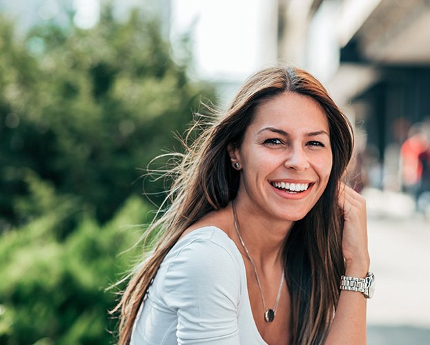 closeup of young woman smiling