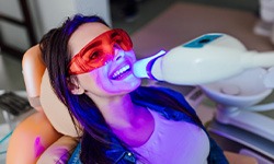 Lady receives in-office teeth whitening